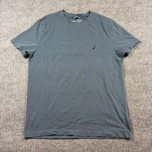 Nautica Shirt Men's M Performance Blue Short Sleeve Cotton Stretch Casual